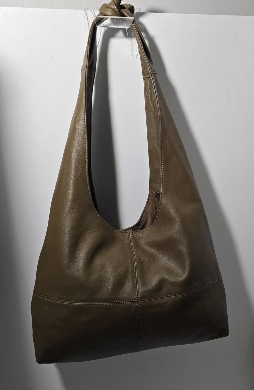 Anthropologie Slouchy Cow Leather Edition Hobo Shoulder Bag Brown Knot